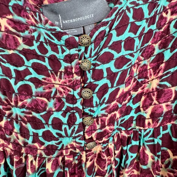 Anthropologie Women's Printed Smocked Button Front Lounge Jumpsuit  SZ LG - Picture 4 of 15